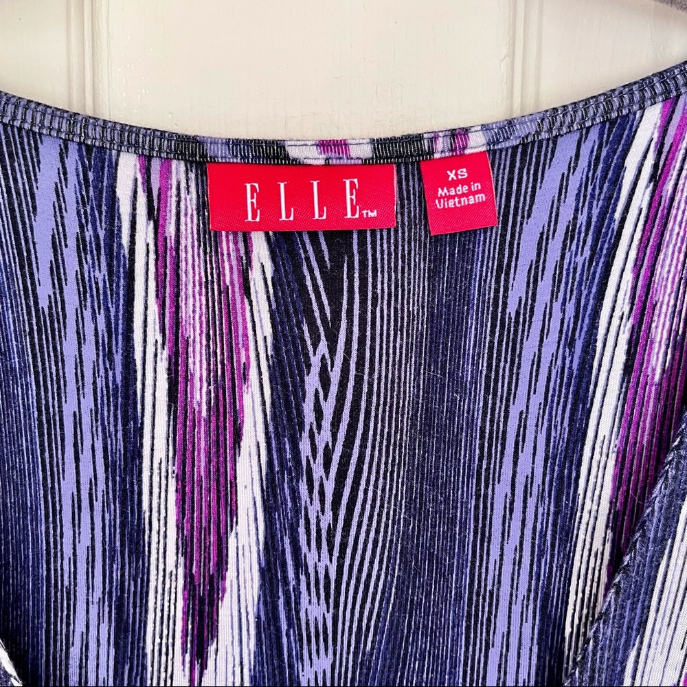 🌸3/$25 ELLE Purple & White Stripe Fit Empire Waist Lightweight Summer Dress - Picture 8 of 12
